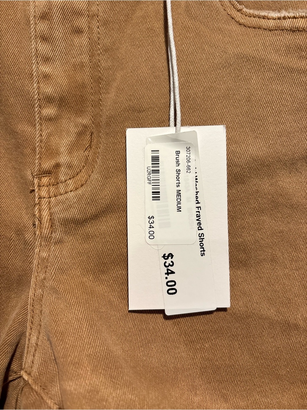 Zenana Outfitters Tan Frayed Hem Denim Shorts - Picture 2 of 6